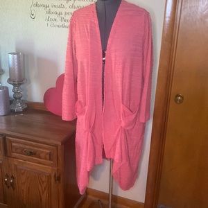 LULAROE | Sarah Longline Festival Pintuck Salmon Pink Career Spring Duster | L